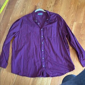 Sonoma Men's Red and Blue Plaid Button-Down Shirt